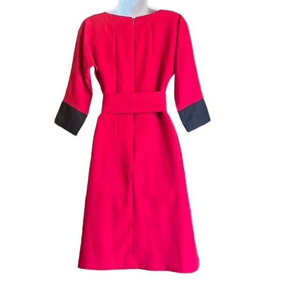 Red Black Womens Small Custom Made Fit N Flare Retro Pleat Front Dress OOAK - Picture 2 of 9